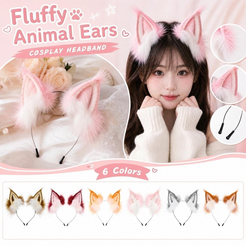 Bandeau Oreilles Réglables - Accessoire de Cheveux Costume Pelucheux pour Fête d'Halloween Jeu de Rôle