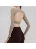 New nude feeling fitness with chest pad, running yoga backless top, integrated long-sleeved tight women's sports fitness clothes