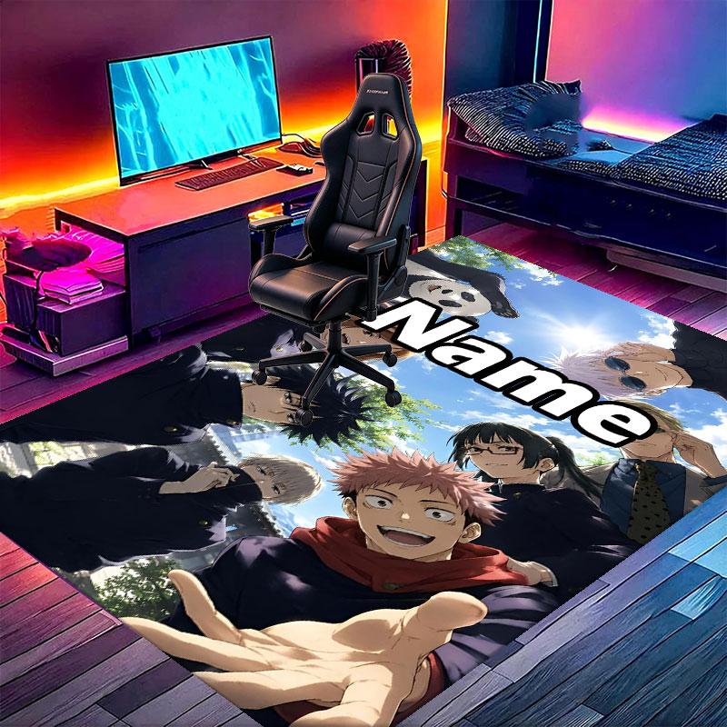 Custom Name Personalized Jujutsu Kaisen Print Carpet, Versatile Home Decor Rug, for Playroom, Apartment, Balcony, Entryway, Hallway Gift