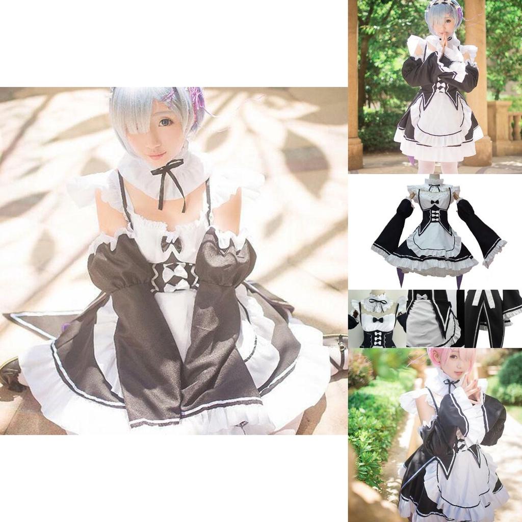 Exquisite Rezero Kara Hajimeru Lsekai Seikatsu Twins Ram/rem Maid Dress Cosplay Costume With Perfect Stitches