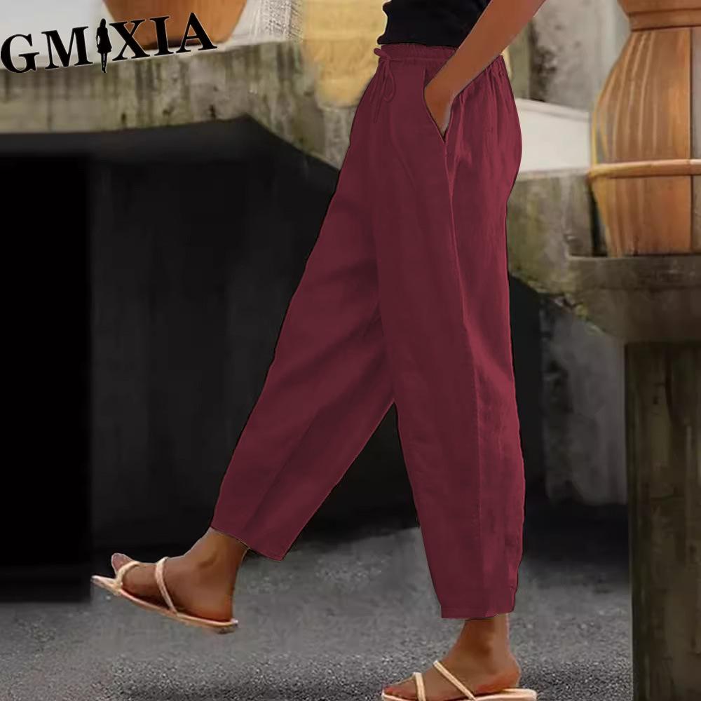 GMXIA Women's Fashion Casual Solid Color Print Pants & Capris Trousers