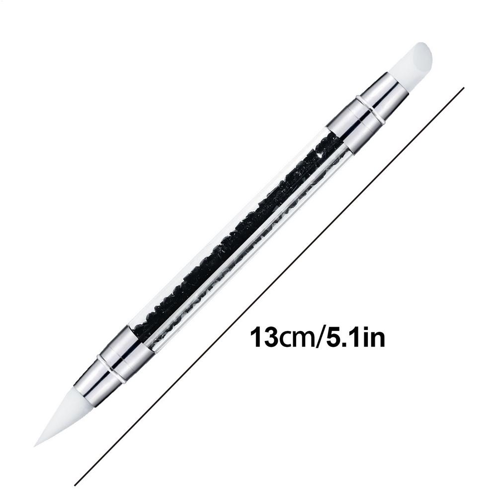 Professional D ual Tipped Silicone Nail Brush Set Rhinestone Carving Polishing Pen Manicure N ail Art Tools For Salon Home DIY