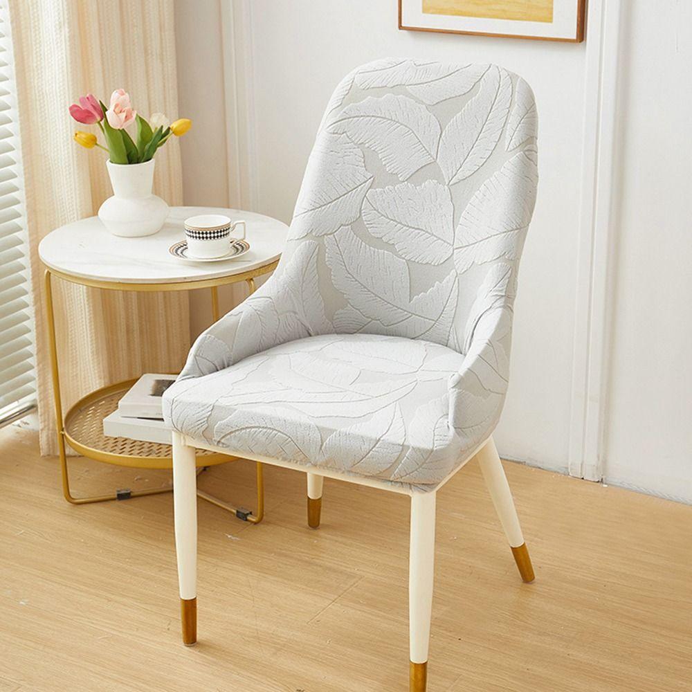 Durable Elastic Stretch Leaf Jacquard Chair Cushion Cover Solid Color Waterproof Curved Chair Cover Chair Protectors Household
