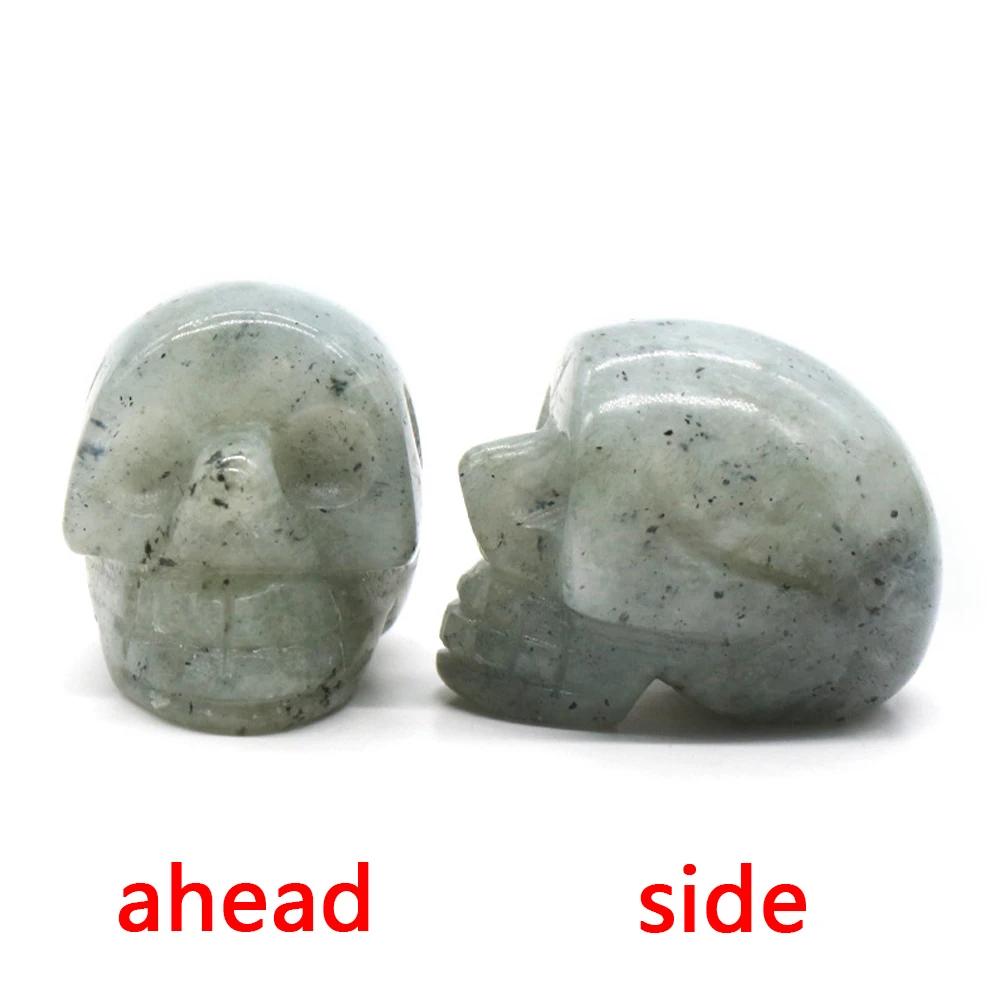 Natural Crystals Skulls Mineral Ghost Head Polished Carved Halloween Gift Desktop Home Decor Stone Crafts Skull Statues 14Colors