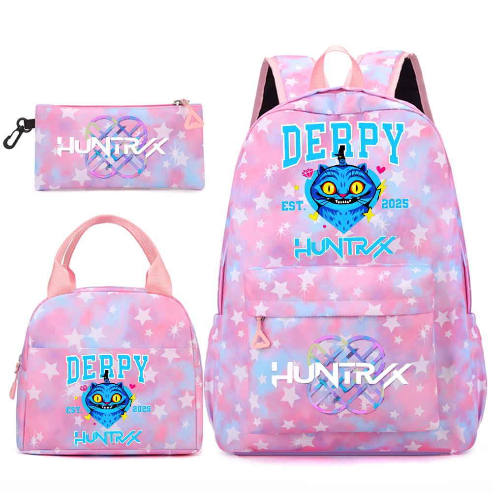 3Pcs/set Cartoon Kpop Printed Backpack Handbag Pencil Case for Teenger Student Girl Boy Schoolbag Bookbag Large Capacity Travel Bag Kid Gift