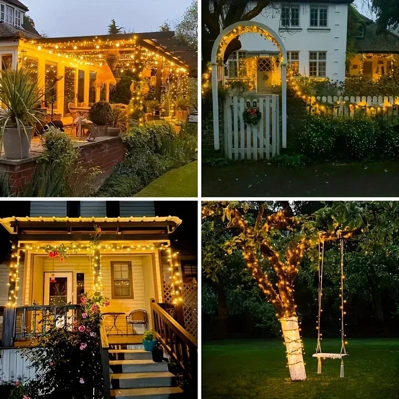 Outdoor Solar String Lights 50/100 LEDs Twinkle Lights with 8 Modes Waterproof Fairy Lights for Christmas Wedding Garden Decor