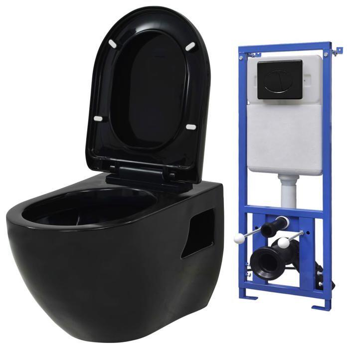 VidaXL Wall-Hung Toilet with Concealed Cistern Cloakroom Bathroom Home Water Saving Adjustable Feet In 3054479