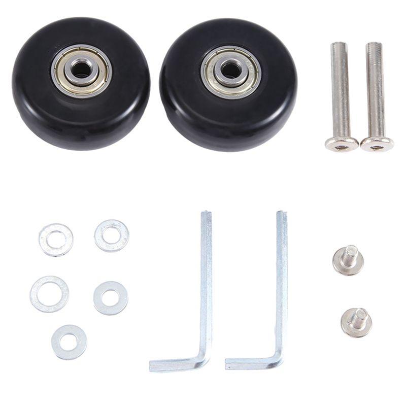 AEE2-50X18mm Set Of 2 Luggage Suitcase Replacement Wheels,PU Swivel Caster Wheels Carbon Steel Bearings Repair Kits