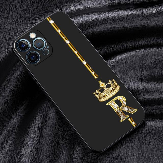 

Чехол для Apple iPhone 14 13 11 12 Pro 7 XR X XS Max 8 Plus 6 6S SE 2022 Черный Телефон Funda Розовое Золото 26 Букв M R P Z H iPhone SE 2022