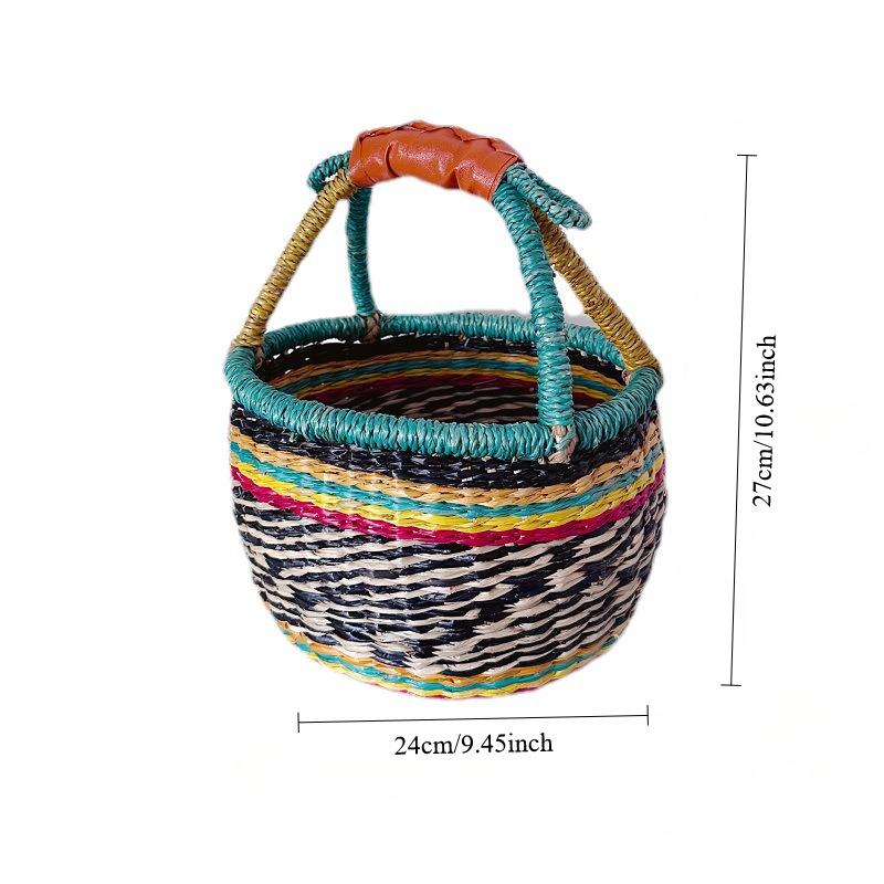 Mořská řasa Ručně tkaný piknikový koš pro skladování ovoce a zeleniny, Organizér do kuchyně na kosmetiku, Košík pro květinovou dívku