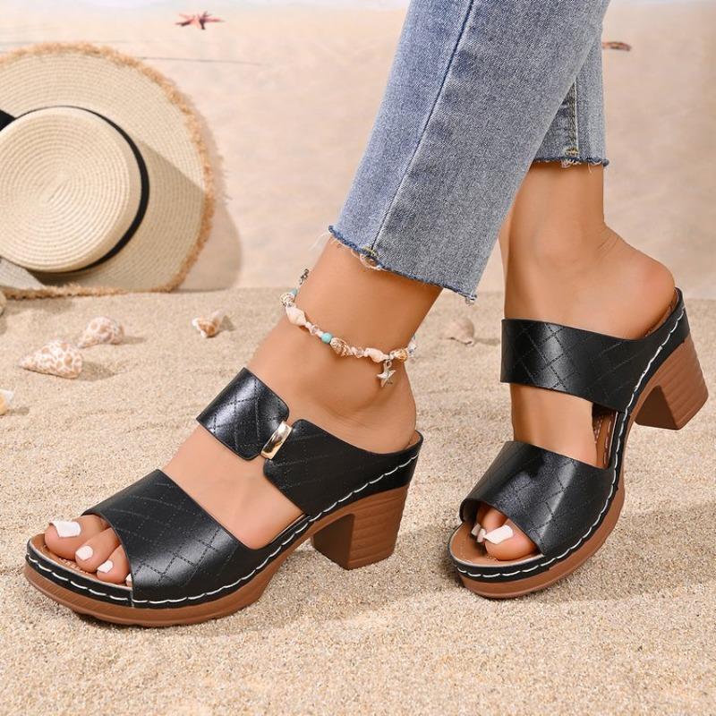 Pegged Heels Women's Shoes - New Style Thick Heels - Casual Slippers