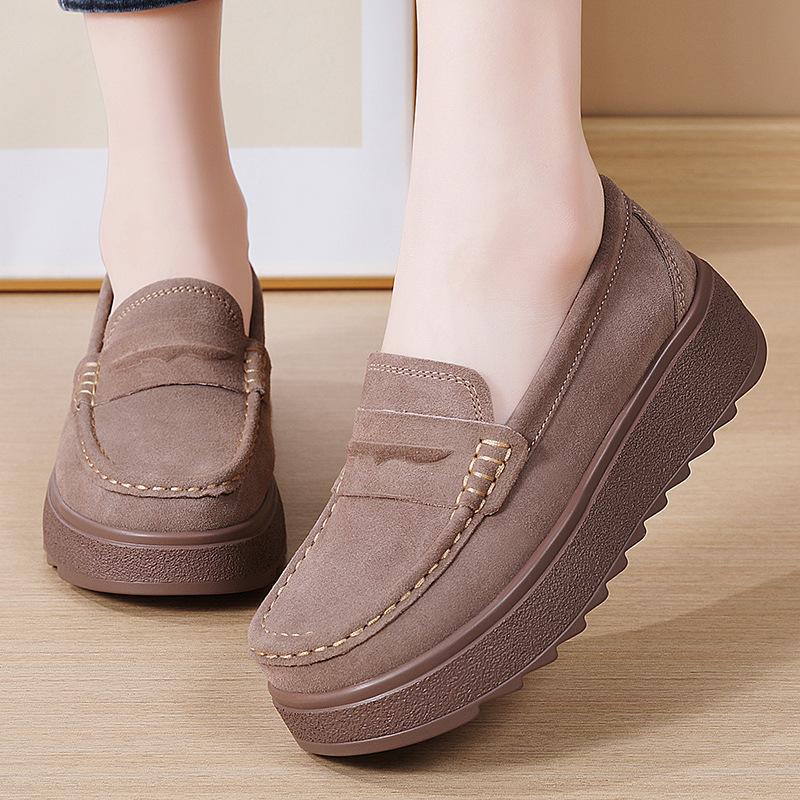 Large size autumn British style women's shoes wedge heel single shoes women's high heel soft sole heightening shoes platform rocking shoes 2026