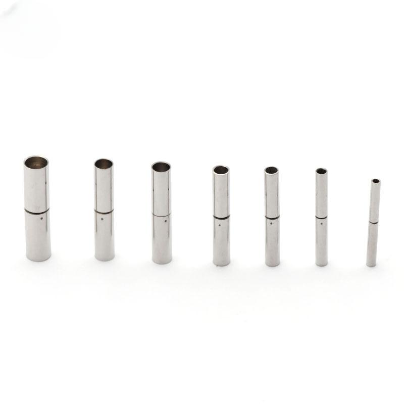 5Pcs/Lot Stainless Steel Spring Buckle Straight Through Titanium Steel Safety Lock Clasp Wax Rope Bracelet Diy Jewelry Making