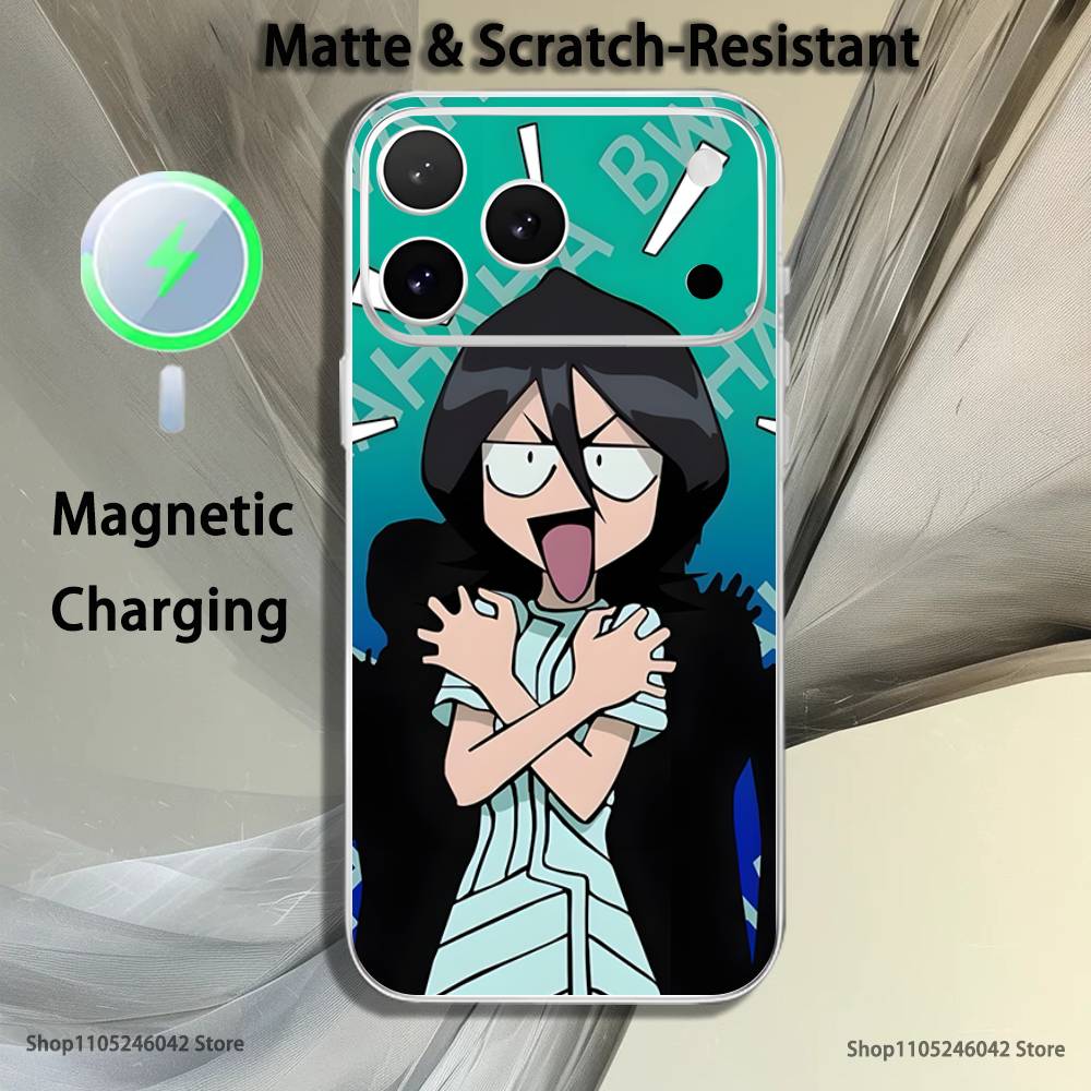 R-Rukia Anime-E KuchikiS For iPhone 17,16,15,14,13,12,11,Pro,Max,Plus Transparent White Phone Case Magnetic Wireless Charging