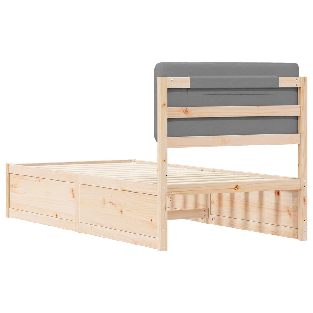 Bed Frame with Upholstered Headboard Light Grey 75 x 190 cm