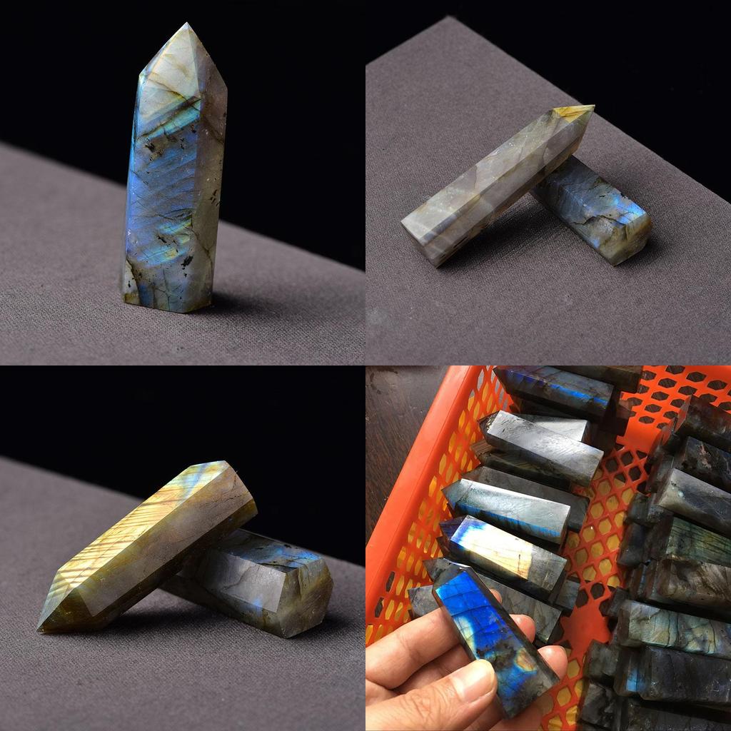 Exquisite Natural Labradorite Quartz Obelisk Crystal Wand For Spiritual Growth Gift