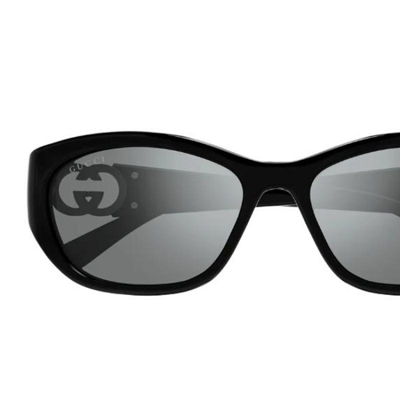 GUCCI Original Design Injection Oval Sunglasses Unisex Couple Black