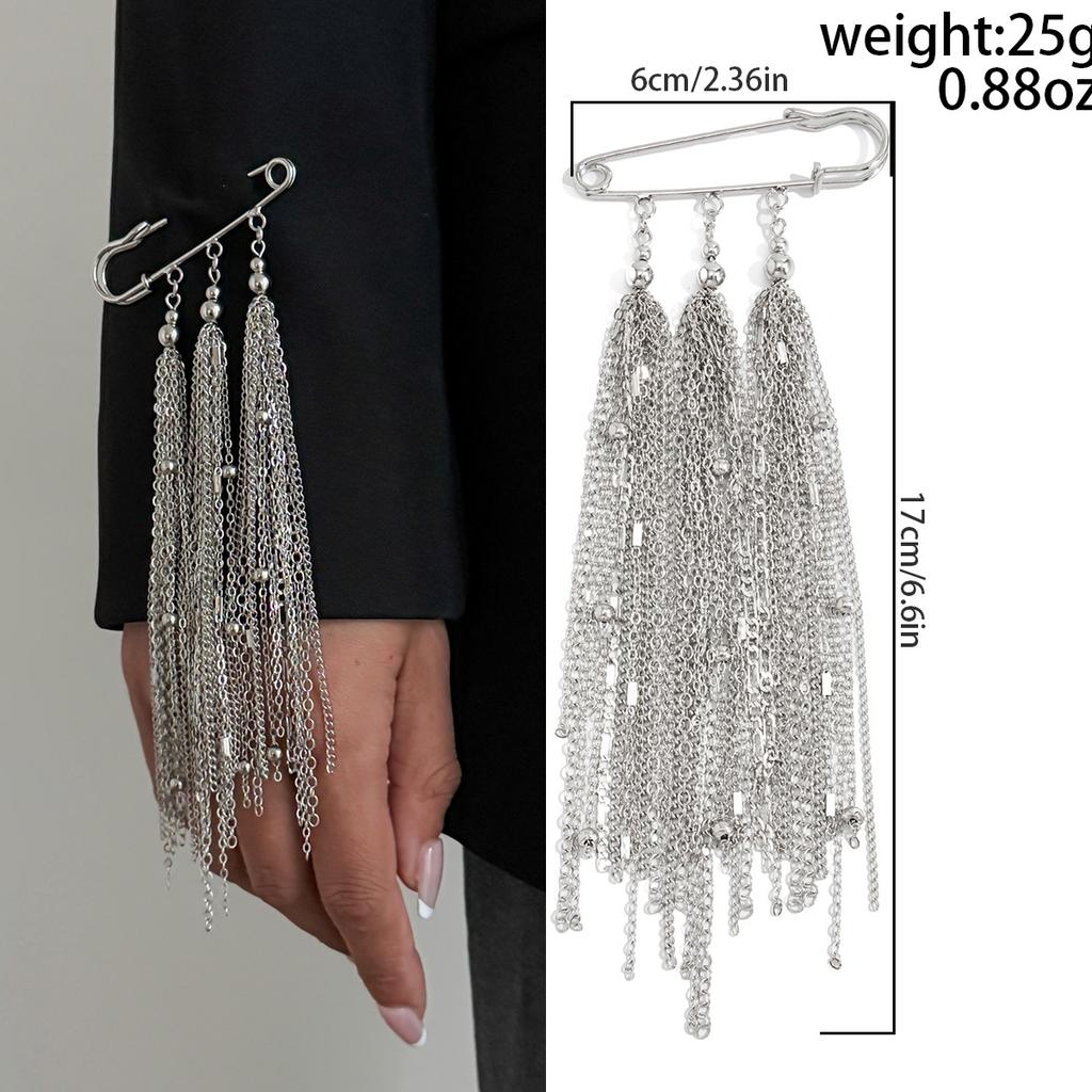 Ins Metal Chain Adjustable Short Waist Chain, Fashion Minimalist Star Tassel Lapel Pin For Women