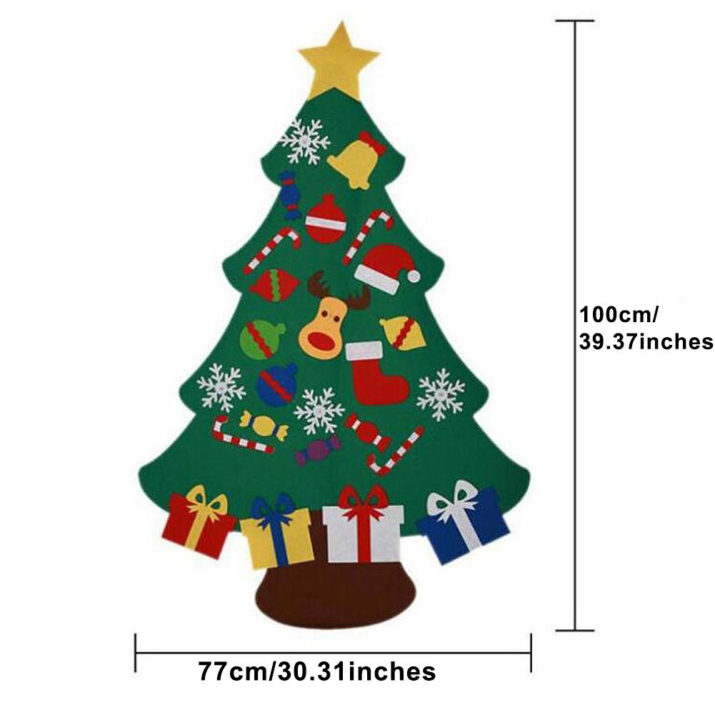 Felt Christmas Tree DIY Hanging Christmas Tree with Detachable Ornaments Wall Decor for Xmas Gifts Home Door Decoration