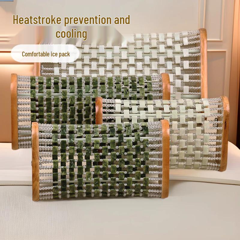 Xiuyan Jade Kühlkissen - Natürlich schweißresistent, atmungsaktiv und mit hohlem Design für Halswirbelstütze und Sommerkomfort.