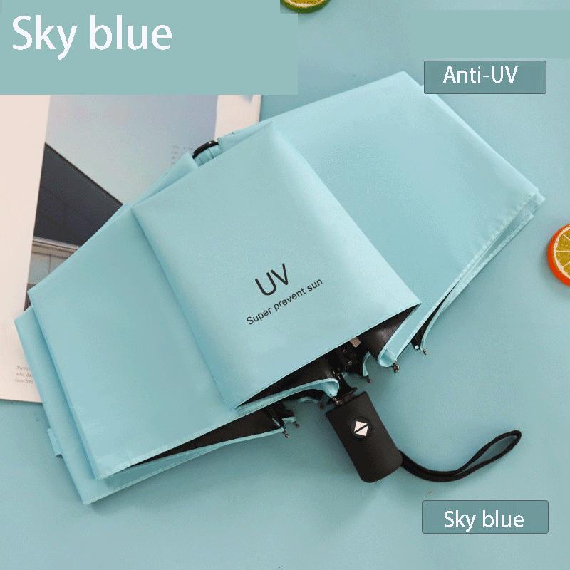 

24 Bone Fully Automatic Rain Umbrella Uv Protection Sunshade Umbrella 3-Stage Folding Sunscreen Black Film Sunblock Umbrella