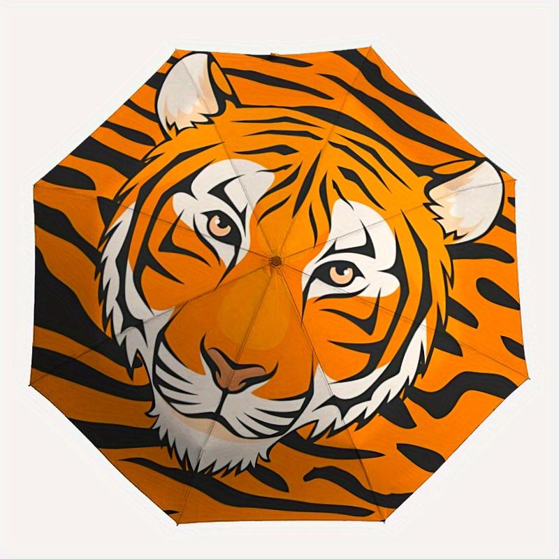 

1pc Tiger Print Automatic Open/close Folding Umbrella, Compact Portable Travel Umbrella, Durable Construction yy250809064