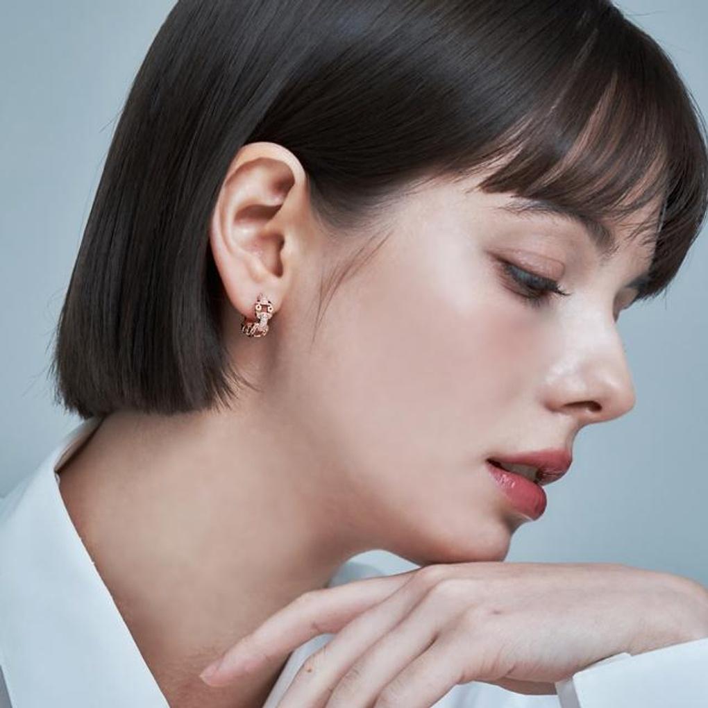 18K Chain Point One-Touch Earrings (Gold Pin) GI8KPEE058