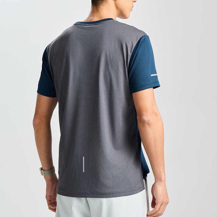 Asics Mens Lightweight Knitted Round Neck Short Sleeve T-Shirt Men Tops Dark-Blue 2011D042-401