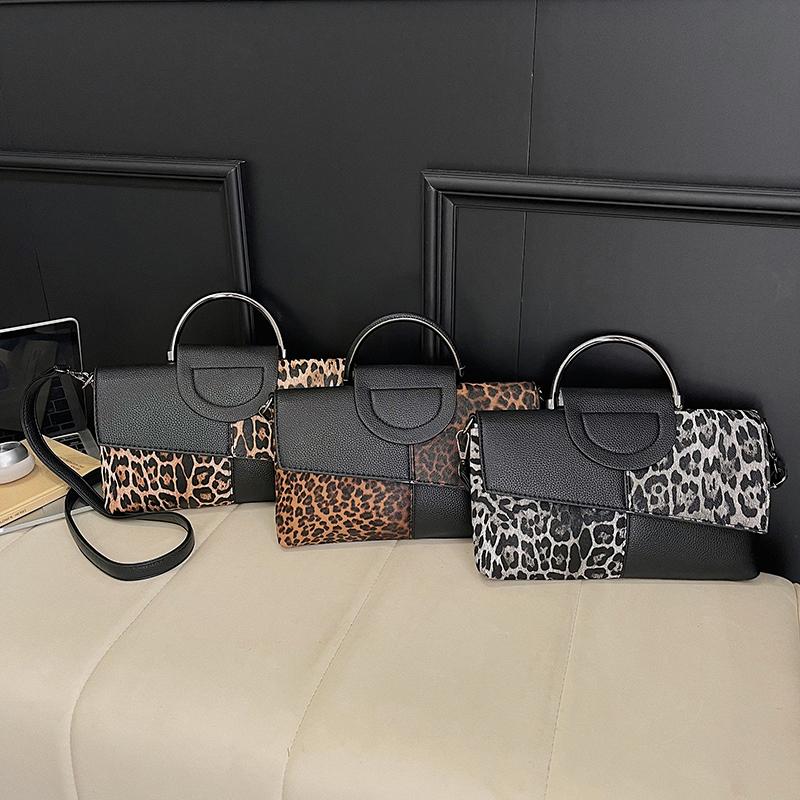 Fashion Zipper Solid Faux Suede Sewing Thread Shoulder Bags 2026 High Quality Leopard Print Large Capacity Handbags for Women