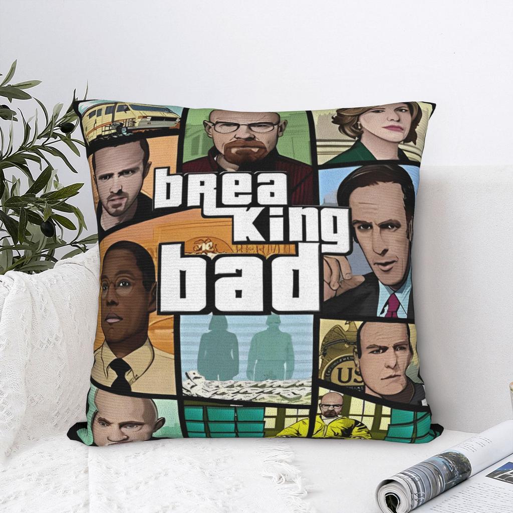 Heisenberg Breaking Bad Square Pillow Covers Polyester Car 90s TV Cushion Cover Funny Decorative Pillowcase 45*45