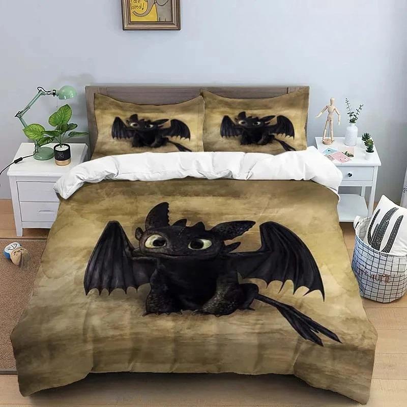 Cartoon Drache Bettwäsche Set Niedlich Süß Bettbezug Mit Kissenbezug Einzel Doppel King Bettdecke Bettbezug Heimtextilien