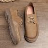 Wide Toe Men's Shoes Breathable Casual Retro Shoes Genuine Leather Leather Shoes Men's Lace Up Soft Leather Soft Sole Easy To Match Single Shoe Trend