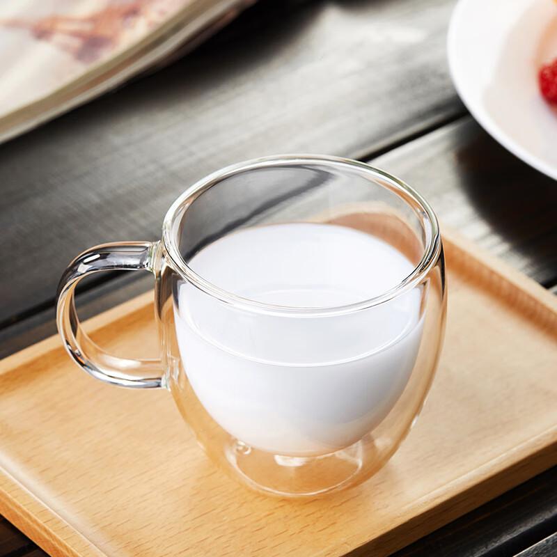 Lv Chang Ming Double-Layer Glass Coffee Mug with Handle