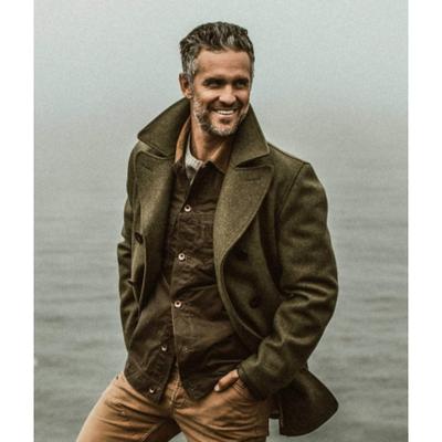 Herbst- und Winterwollmaterial Herren Midilänge Zweireiher Mantel