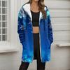 Women's Christmas Printed Fashionable Loose Zipper Fleece Hoodie Jacket
