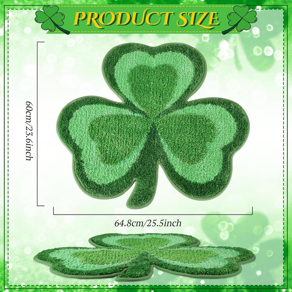 Cindeer St Patricks Day Shamrock Bathroom Rugs Lucky Shamrocks Clover Decorative Doormat Washable Kitchen Rugs Comfort Nonslip Doormats Rug Shower