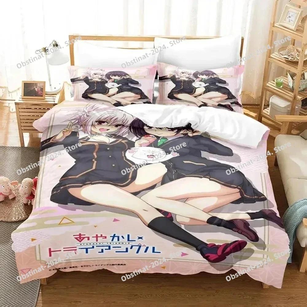 3D Anime Ayakashi Triangle Bedding Set Printed Bed Set With Pillowcase Bed Duvet Cover Soft Single Double Queen Super King Size