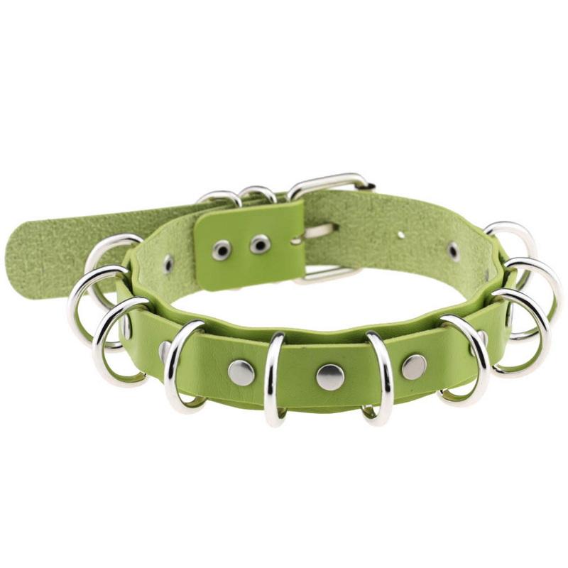 PU kožený gotický náhrdelník obojok Sexy špica okrúhly prsteň Kľúčna kosť Punk Rock Retiazka Choker Opasok Nastaviteľný golier Choker Cosplayer Halloween doplnok