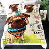 Cute Dogs Print Bedding Set Puppy Animal Duvet Cover Set Watercolor Pastel Dog Paw Comforter Cover Pug Dog Lover Bed Set