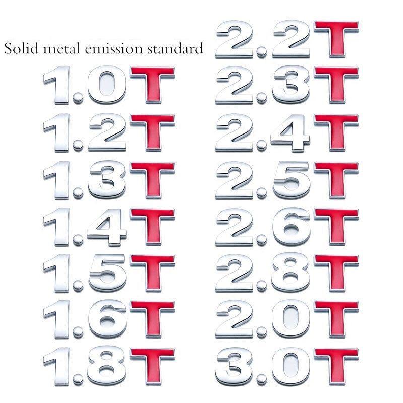 3D Metal Car Displacement Standard Rear Trunk Emblem Badge Sticker 1.0 1.2 1.4 1.6 1.8 2.0 2.5 2.8 3.0 L T 2.0T 3.0T Volume Logo