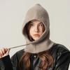 Kaninchenfell Gestrickter Schal Kapuze Sturmhaube Damen Kaschmir Mützen Winter Unisex Warm Ski Mütze Outdoor Ohrenschutz Mütze