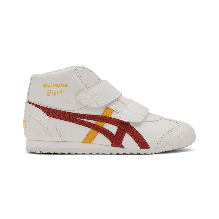 ONITSUKA TIGER Mexico Mid Runner Cushioning Slip Resistant Durable Mid Top Kids Casual Shoes Kids Sneaker White Red 1184A132-104