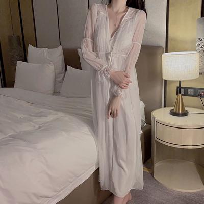Bademantel-Set für Damen, Heimkleidung, Frühling, lässig, einfarbig, elegant, Pyjama, Damenpyjama
