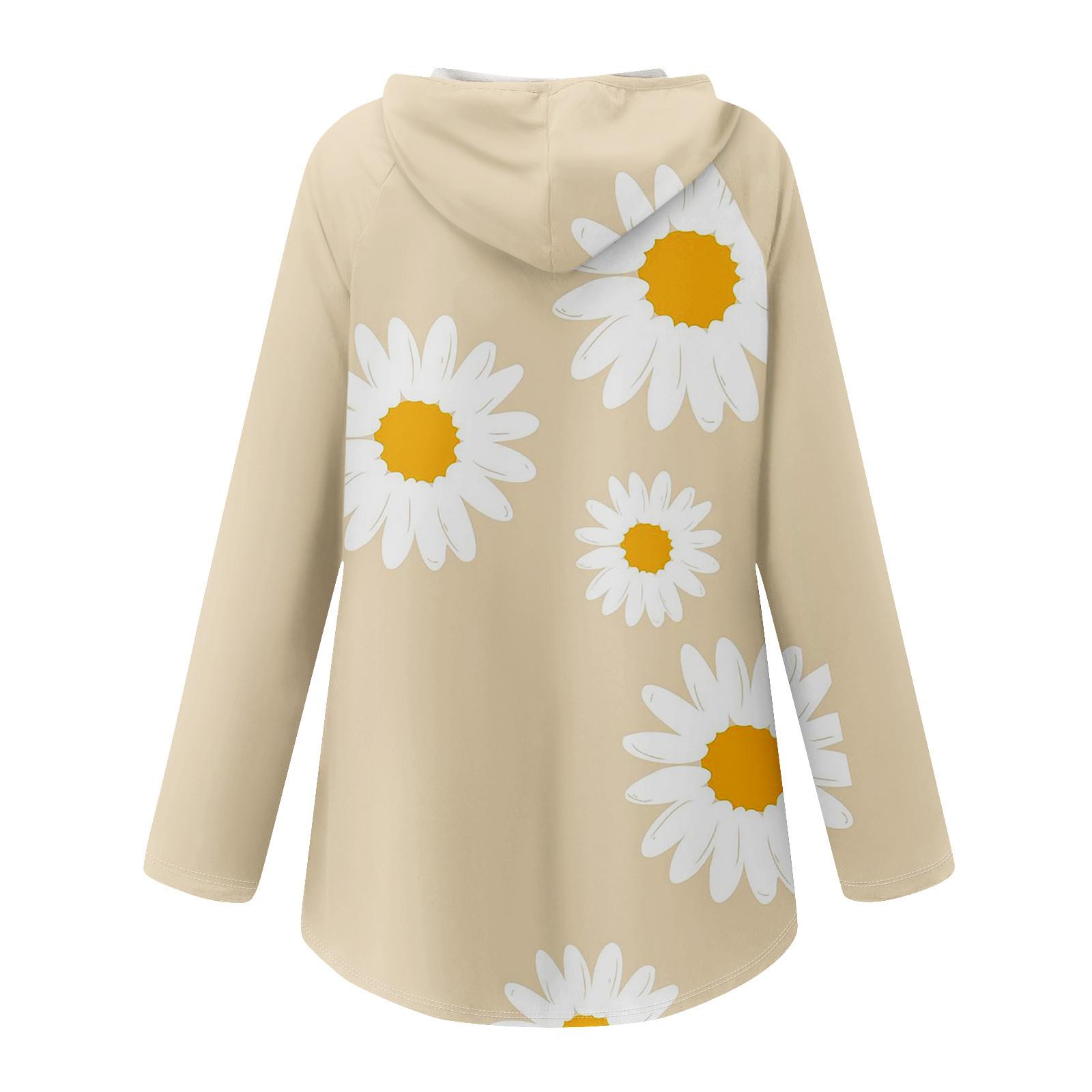 Женские свободные топы с V-образным вырезом и капюшоном с длинными рукавами — фото 4