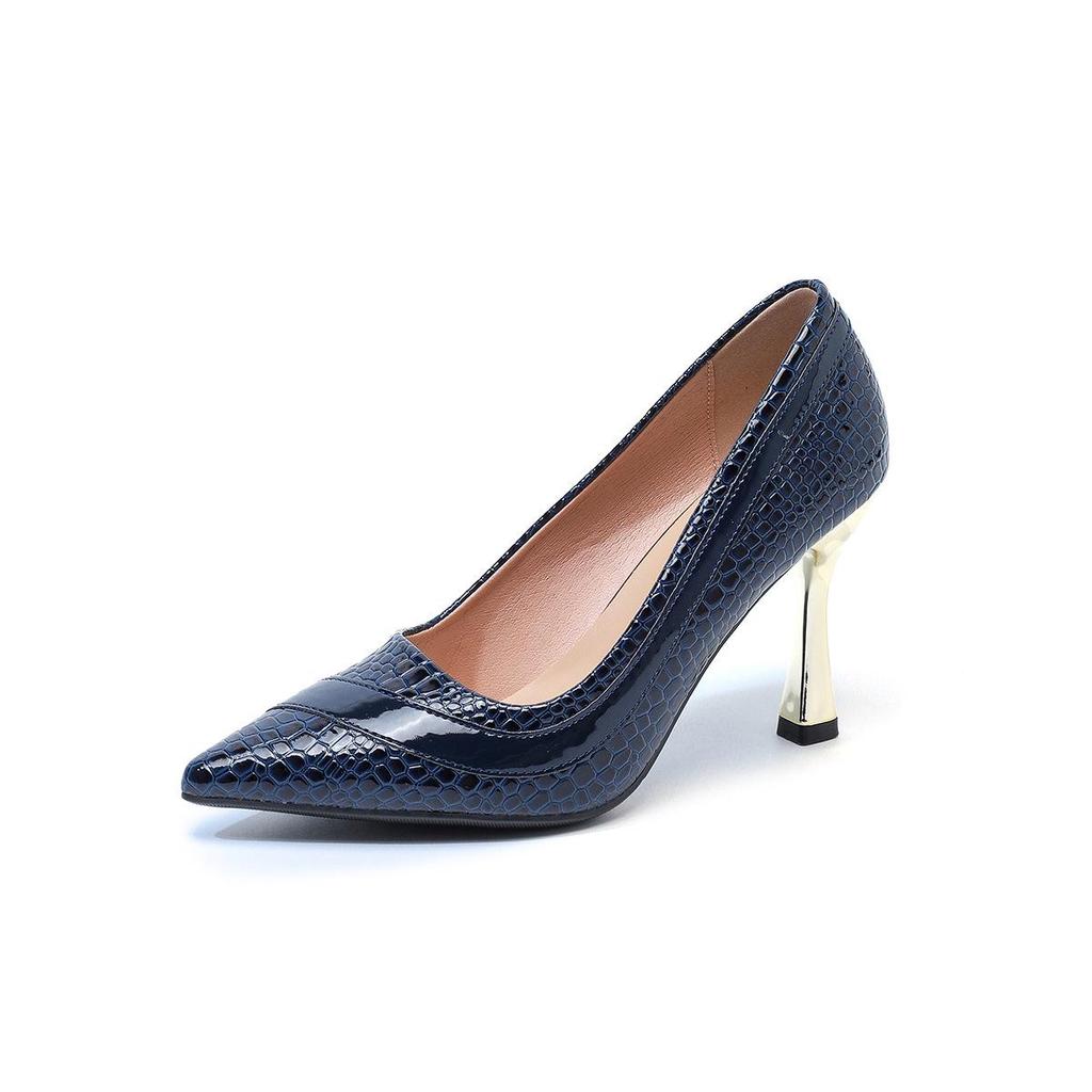 Europäischer & Amerikanischer Stil Spitz zulaufender Stiletto-Absatz Schlangenleder Hohe Absätze, Damenschuhe in Übergröße (Größe 43)