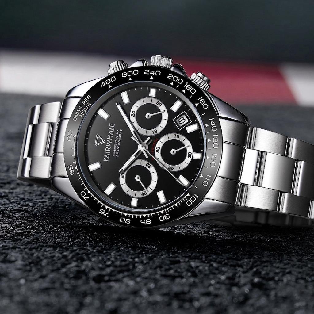 Men's Three-Eye Multi-Function Quartz Watch Waterproof Decorative Steel Band Casual Business