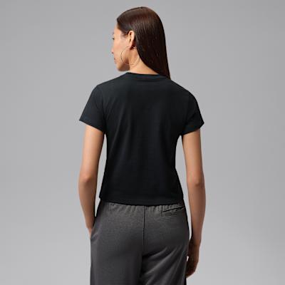 Women's Jordan T Shirts Women's Black Crew Neck Moderate