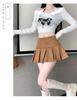 Women's Black Deerskin Velvet High-Waisted Slimming A-Line Mini Skirt with Anti-Exposure Pleats - Autumn/Winter Casual Skirt Pants