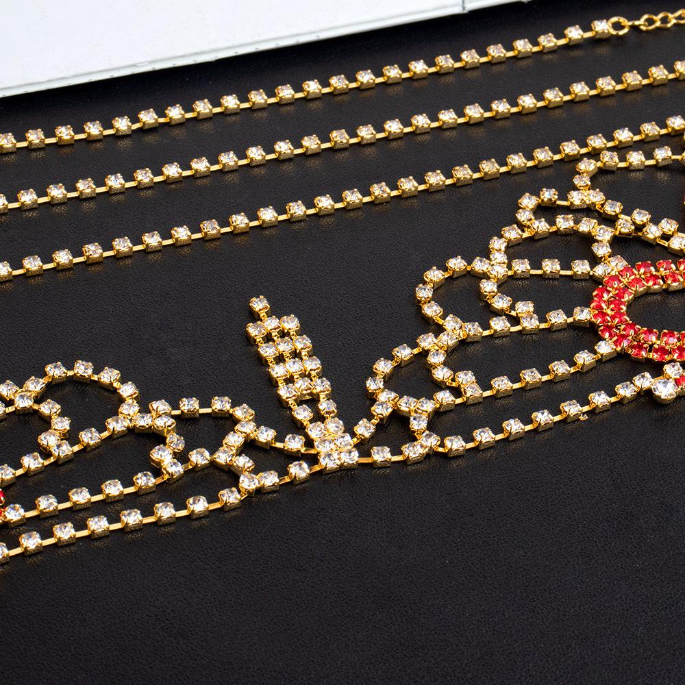 Red Butterfly Rhinestone Body Chain Bikini Bra for Nightclub and Beach