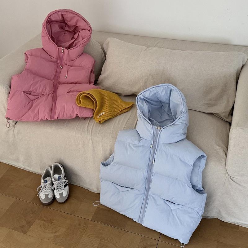 Women's Puff Cotton Vest Autumn and Winter Short Hooded Down Cotton Vest Thickened Loose Outer Vest Women's Vest